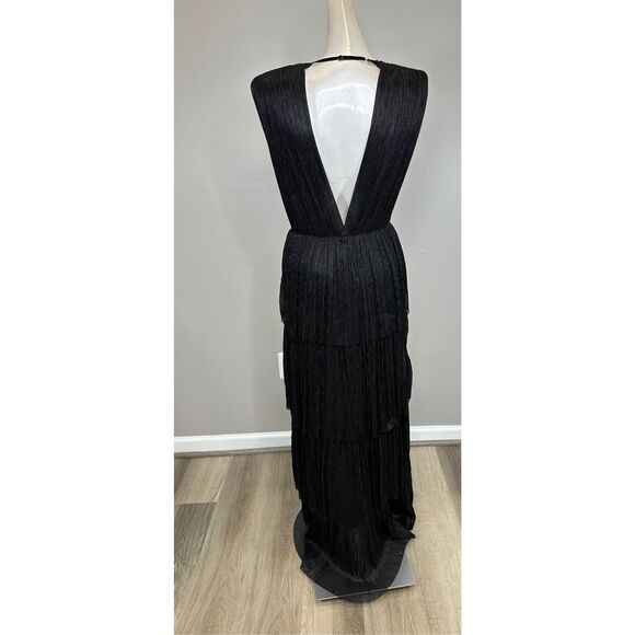 Sabina Musayev Skylar Tiered Metallic Maxi Dress Black Size Small $570 - Picture 8 of 11